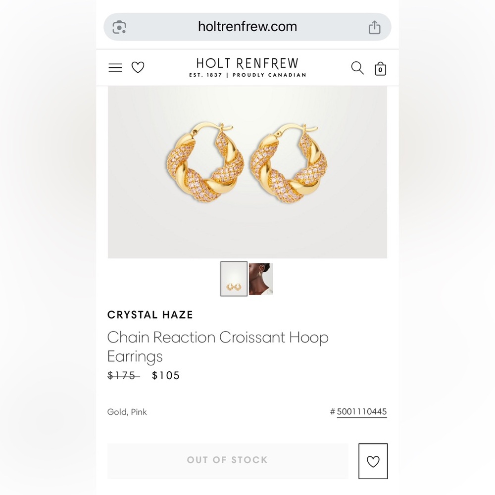 CRYSTAL HAZE Chain Reaction Croissant Hoop Earrings 🥳 - Effortless Chic - Pink